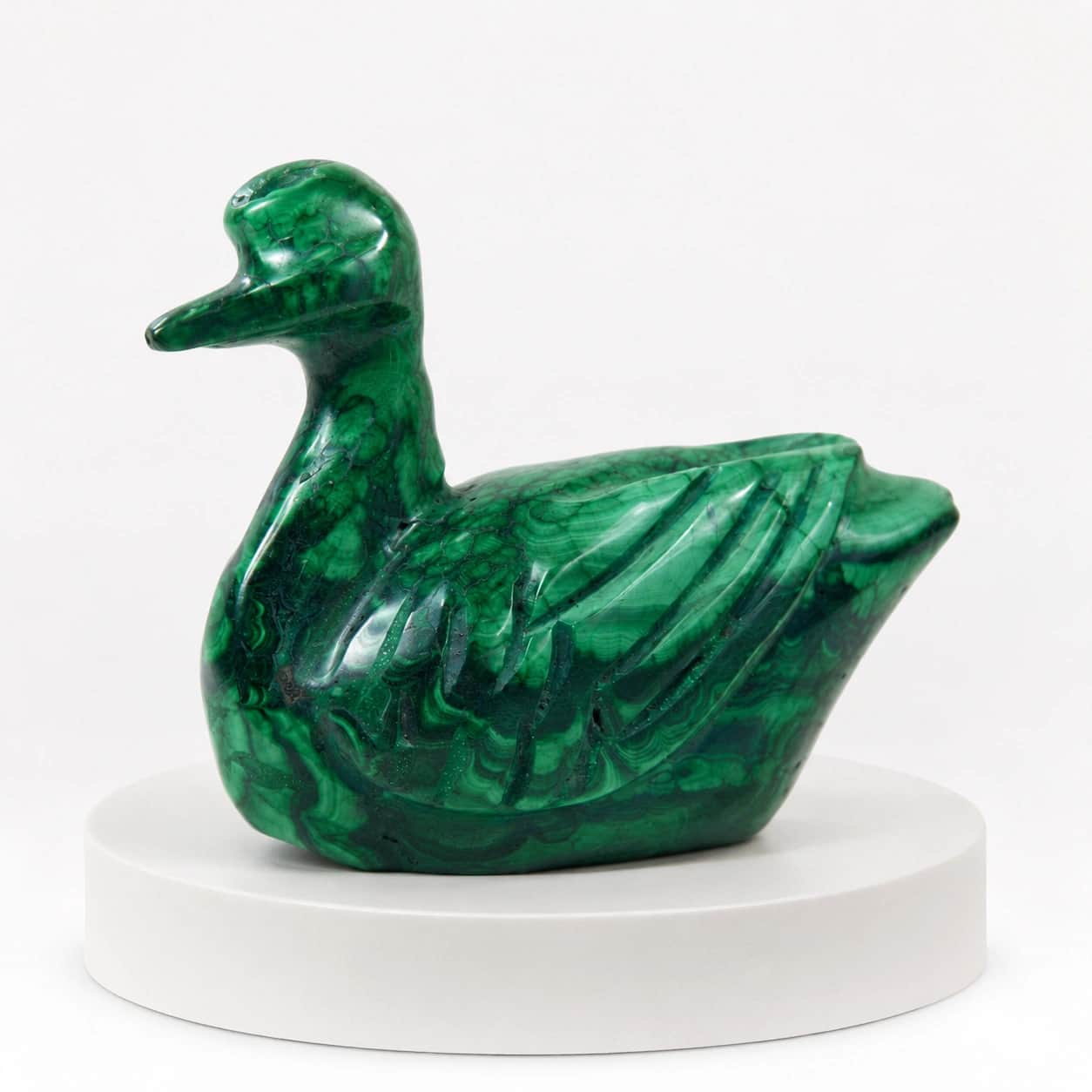 Natural Malachite Duck Figurine | Hand-Carved Polished Stone Bird Decor | Luxury Home Decor Accent 2