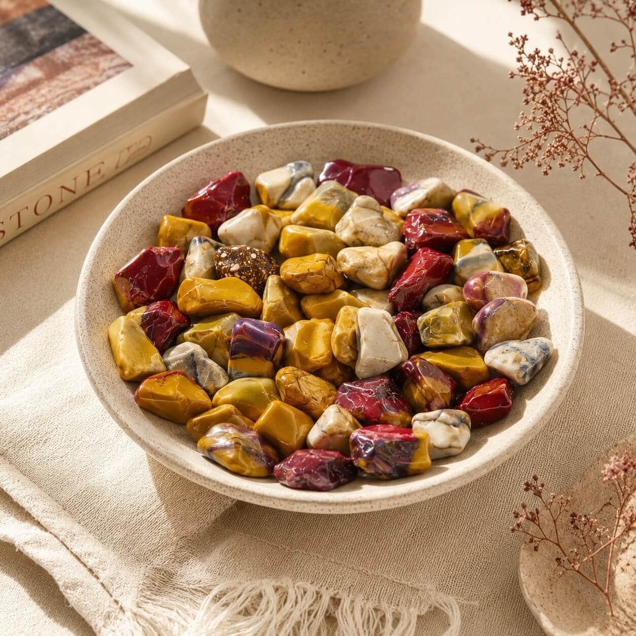 Natural Mookaite Jasper Tumbled Stones | Polished Multicolor Jasper Gemstone for Decor, Crystal Healing & Collection 1