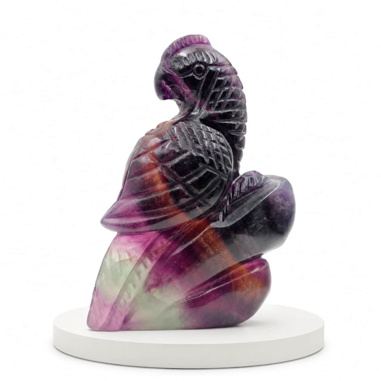Natural Multicolor Fluorite Bird Figurine – Hand-Carved Electric Glowing Crystal Home Décor 2