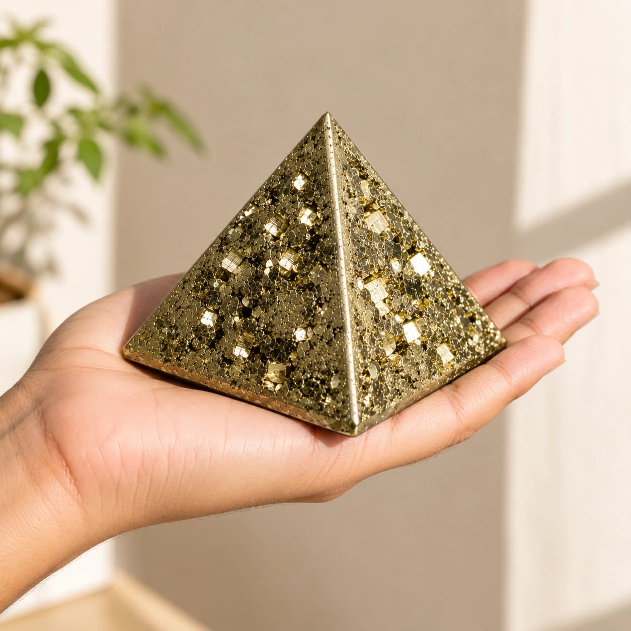 Natural Peruvian Pyrite Pyramid – Premium Original Peru Pyrite Crystal Point for Energy, Protection & Prosperity