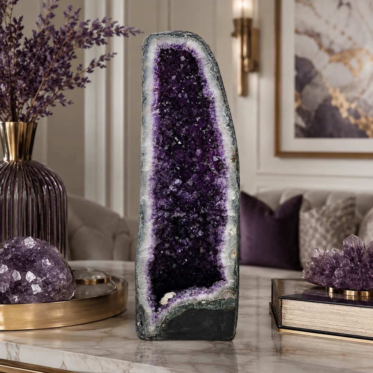 Natural Purple Amethyst Geode Decorative Showpiece 34.75 KG 1