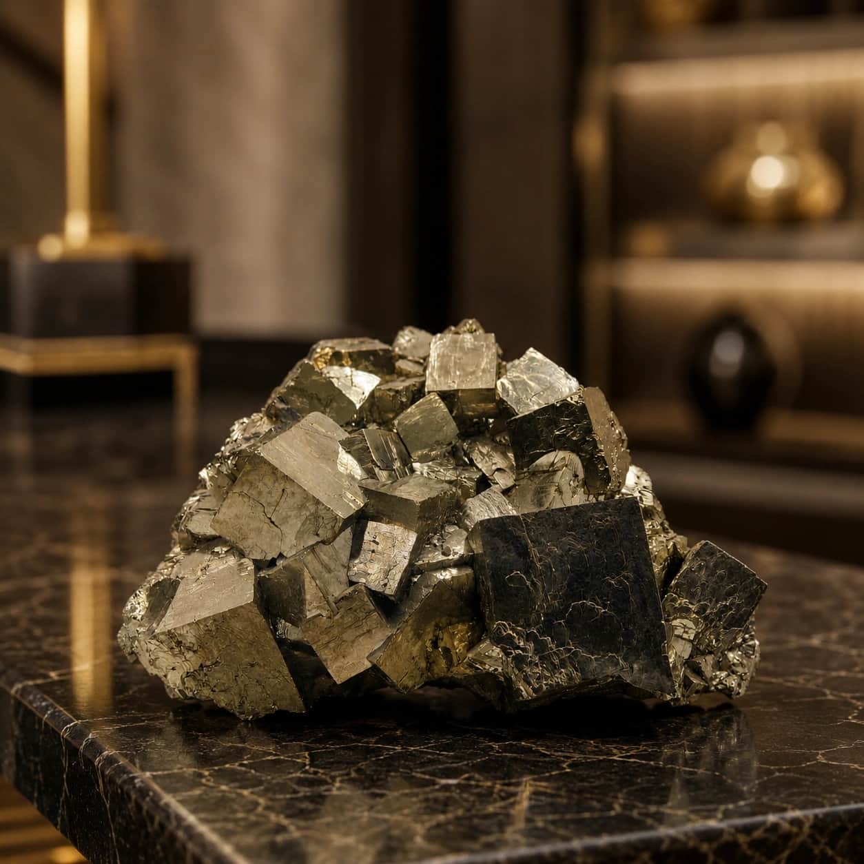 Natural Pyrite Cluster | Large Raw Specimen | Luxury Home Décor & Crystal Collectible 1