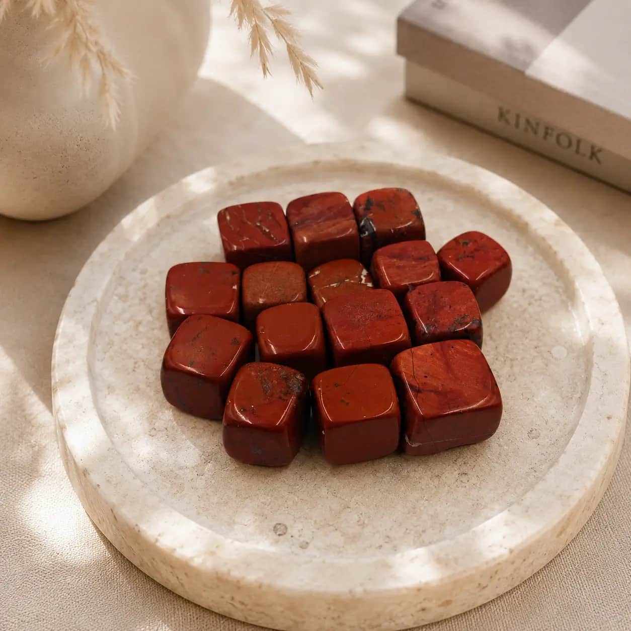 Natural Polished Red Jasper Tumbled Cube Stones | Polished Healing Gemstone Pack 1
