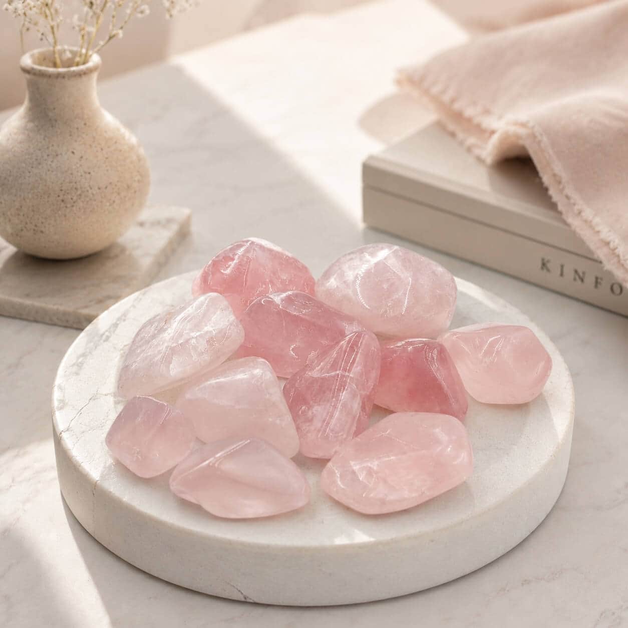 Natural Rose Quartz Tumbled Stones | Smooth Polished Pink Quartz Crystal for Healing, Decor, Reiki & Craft Use 1
