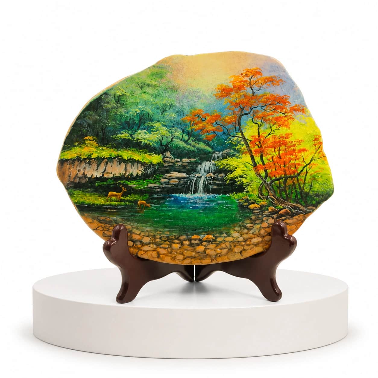 Natural Scenic Stone Art Slice – Hand-Painted Decorative Home Accent 2