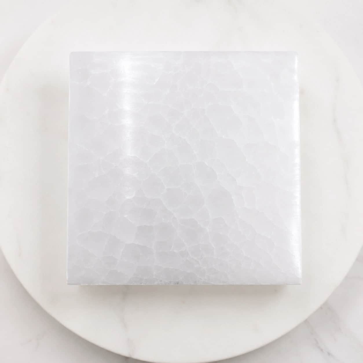 Natural Selenite Plate | Square Polished Crystal Charging Plate for Home Decor, Meditation & Crystal Display | 15 x 15 cm 2