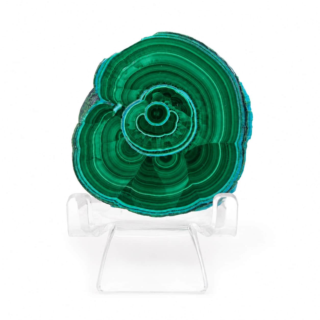 Natural Small Size Chrysocolla Malachite Decorative Stone with Clear Acrylic Display Stand, 54 gm 2