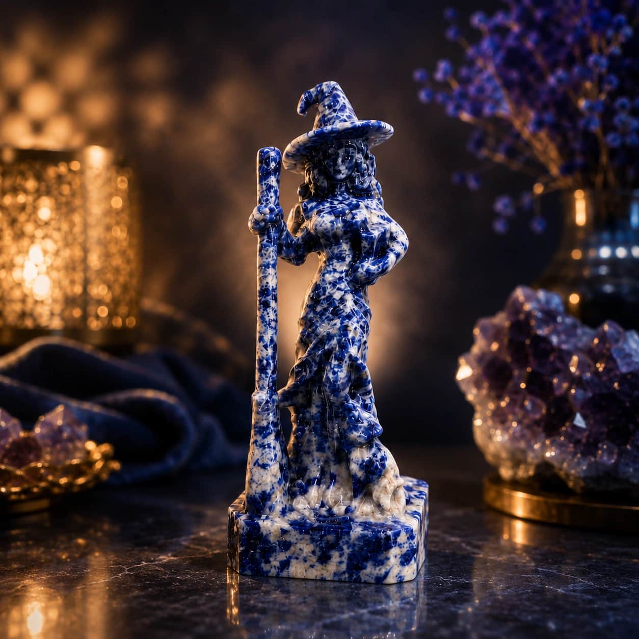 Natural Sodalite Witch Statue 1