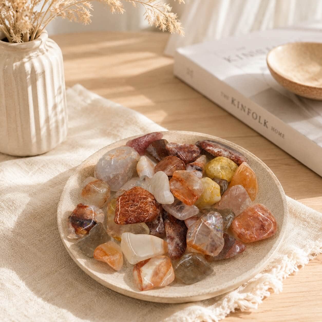 Natural Sunstone Tumbled Polished Stones - Premium Warm Peach Orange Feldspar Gemstone Mix for Crystal Decor, Reiki, Vastu, Craft & Collectors 1