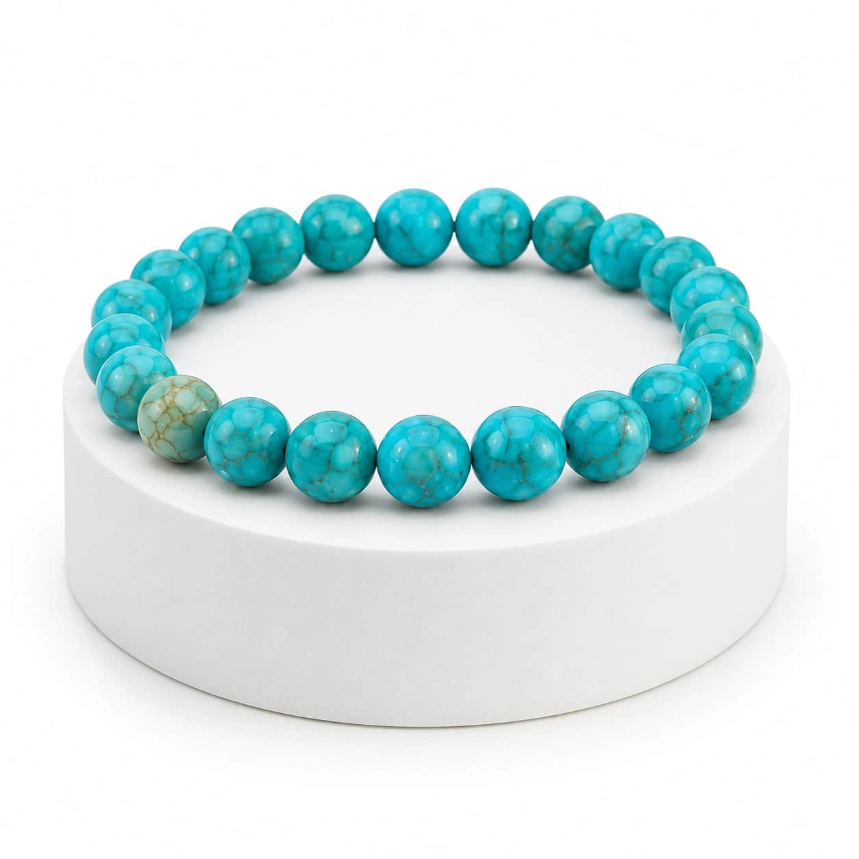 Natural Turquoise Gemstone Beaded Bracelet | 7mm Round Beads | Protection & Healing Stretch Bracelet 2