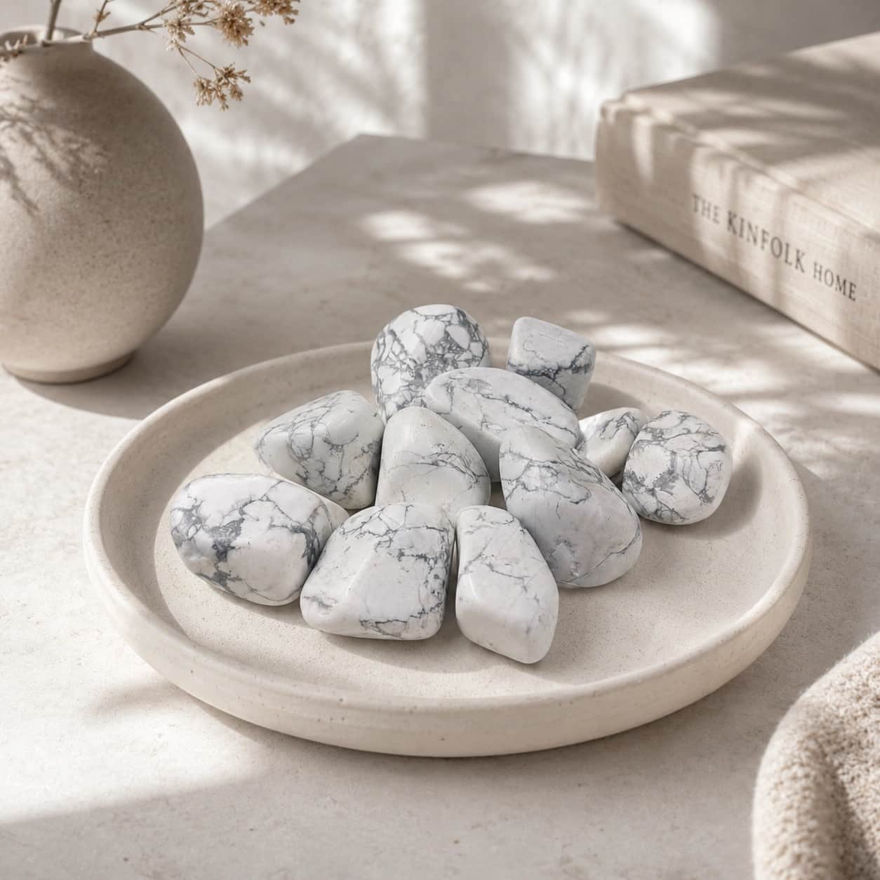 Natural White Polished Howlite Tumbled Stones – Polished Gemstone Pieces for Decor, Reiki, Craft & Gifting 1