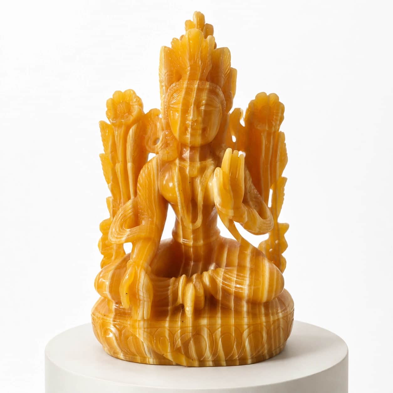 Natural Yellow Calcite Hand-Carved Idol / Decorative Stone Sculpture 2