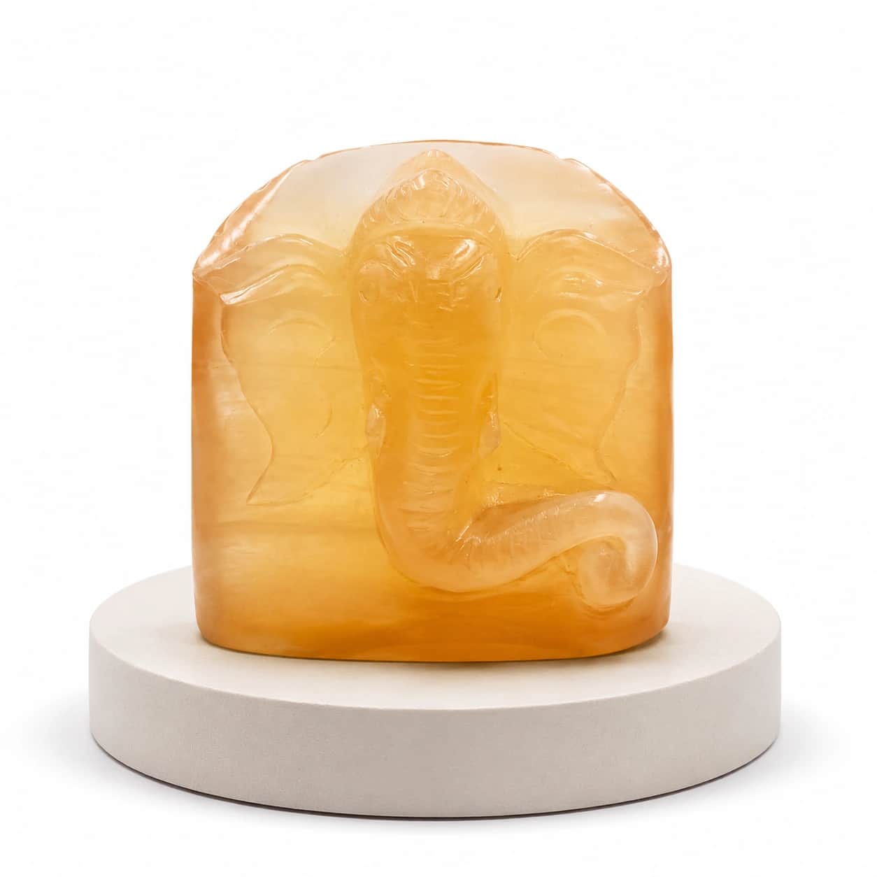 Natural Yellow Selenite Ganesha Idol | Hand-Carved Yellow Selenite Ganesh Decor | Spiritual Home Decor Accent 2