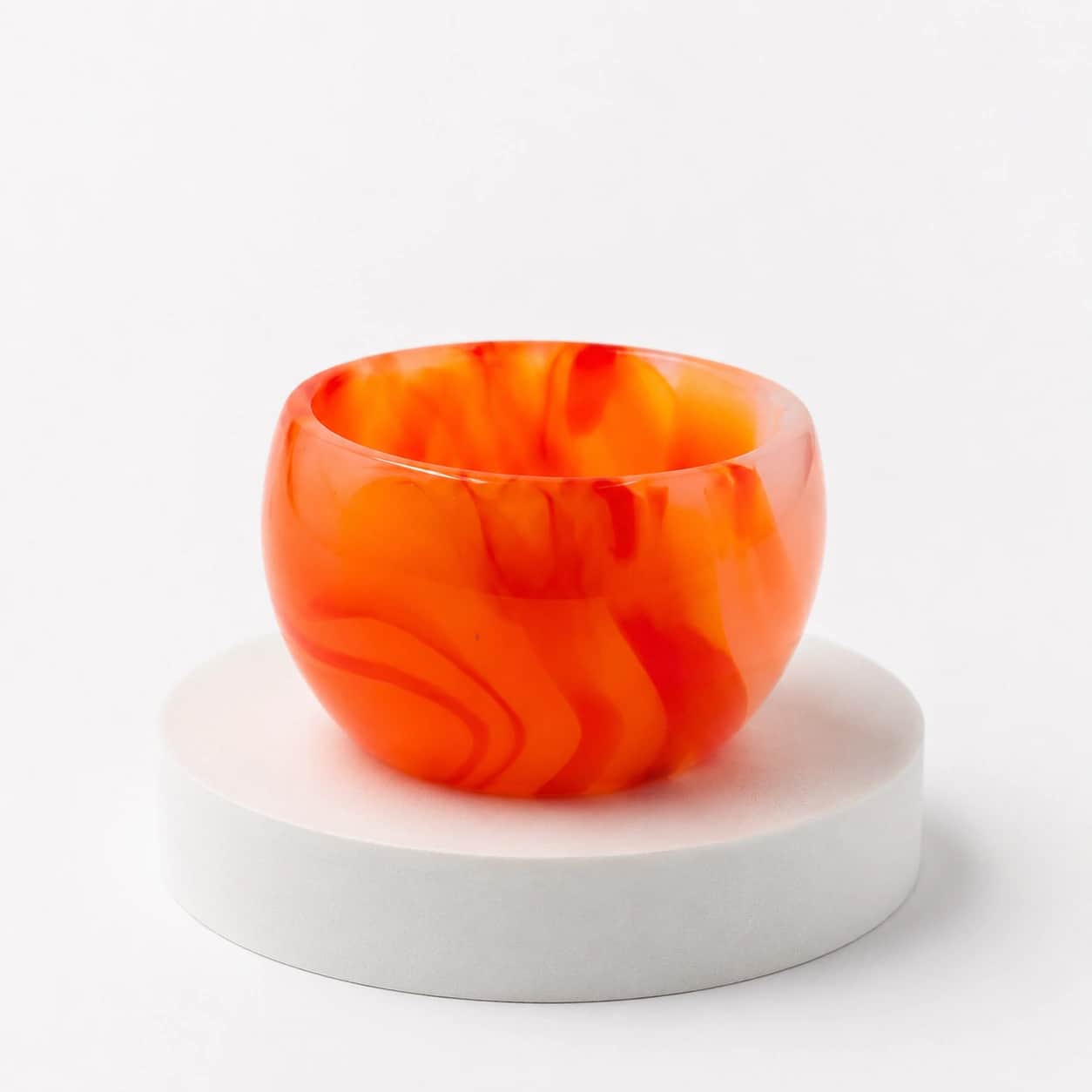 Orange Swirl Stone Bowl - Luxury Handcrafted Decorative Bowl 2