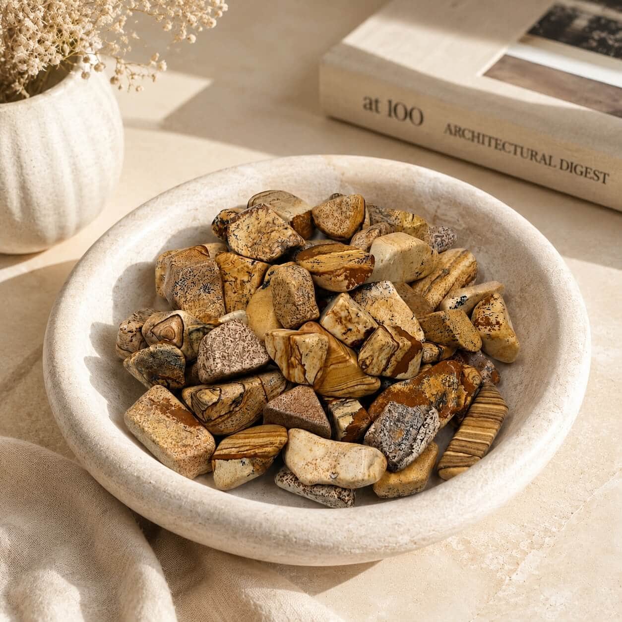 Picture Jasper Natural Polished Gemstone Tumbled Stones | Premium Earthy Brown Landscape Jasper Crystals for Decor, Healing, Craft & Collection 1