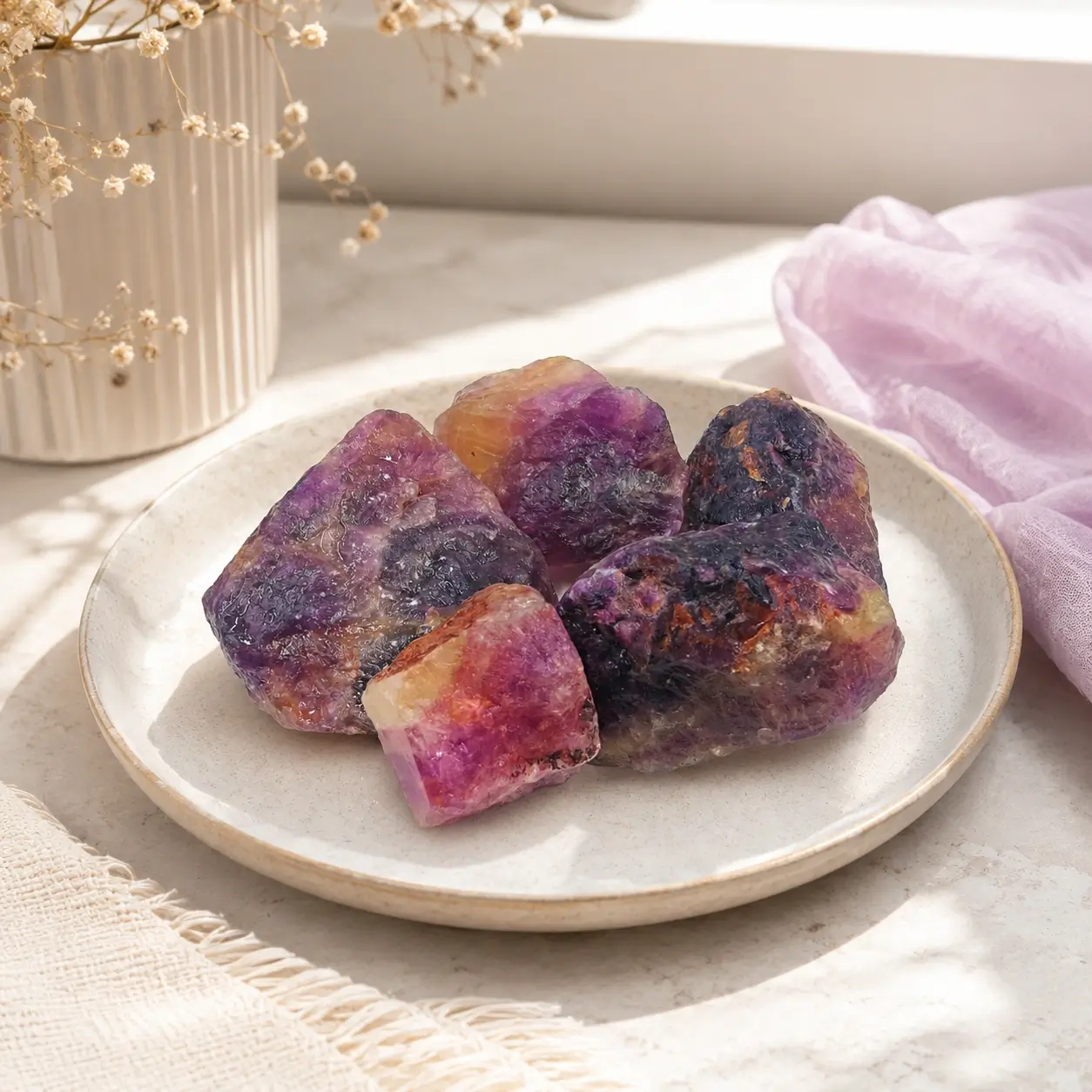 Pink Fluorite Raw Stone - Natural Rough Pink Purple Fluorite Crystal Chunks 1