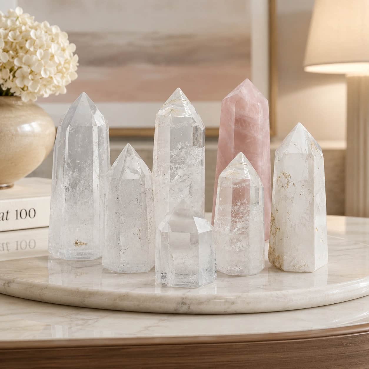 Polished Natural Clear Quartz Crystal Point Tower | Premium Natural Quartz Decor 1