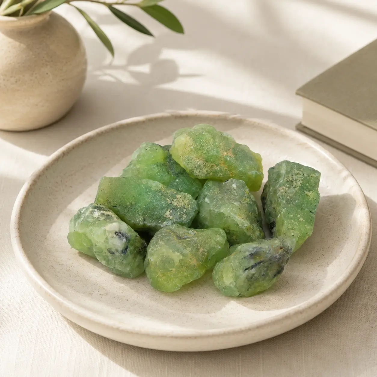 Prehnite Raw Stone - Natural Rough Light Green Silicate Gemstone Pieces 1