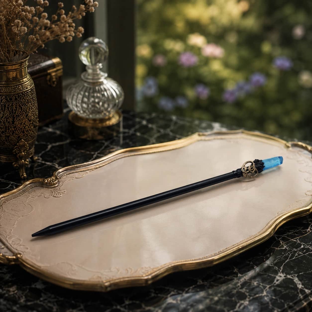 Premium Blue Crystal Wand Decor 1