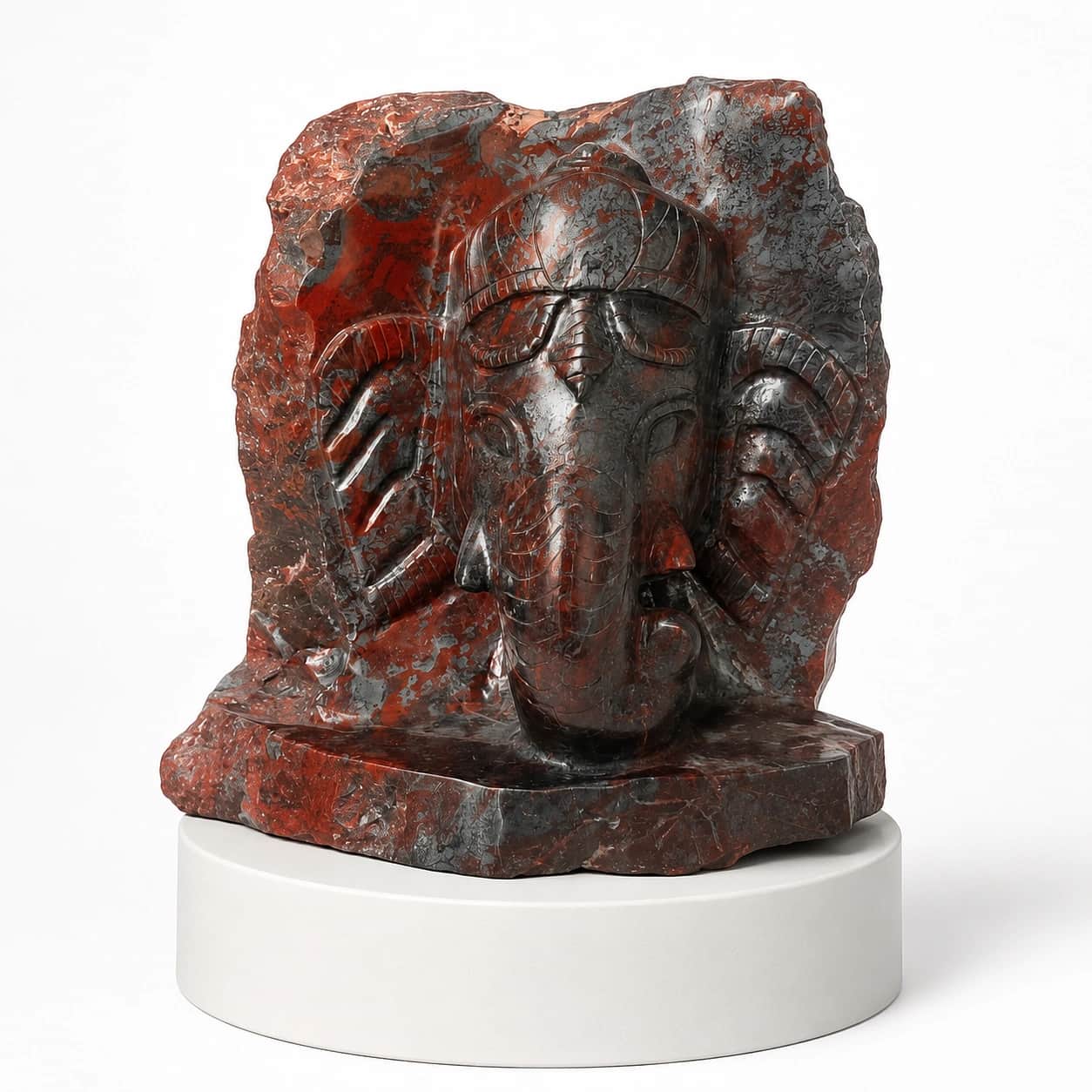 Premium Iron Tiger Eye Ganesha Sculpture | Hand-Carved Natural Stone Ganpati Idol for Luxury Temple Decor 2