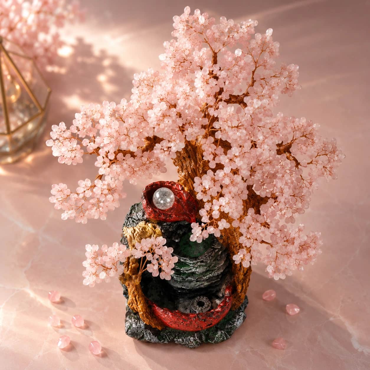 Premium Pink Crystal Gem Tree | Handcrafted Gemstone Bonsai Home Décor Showpiece 1