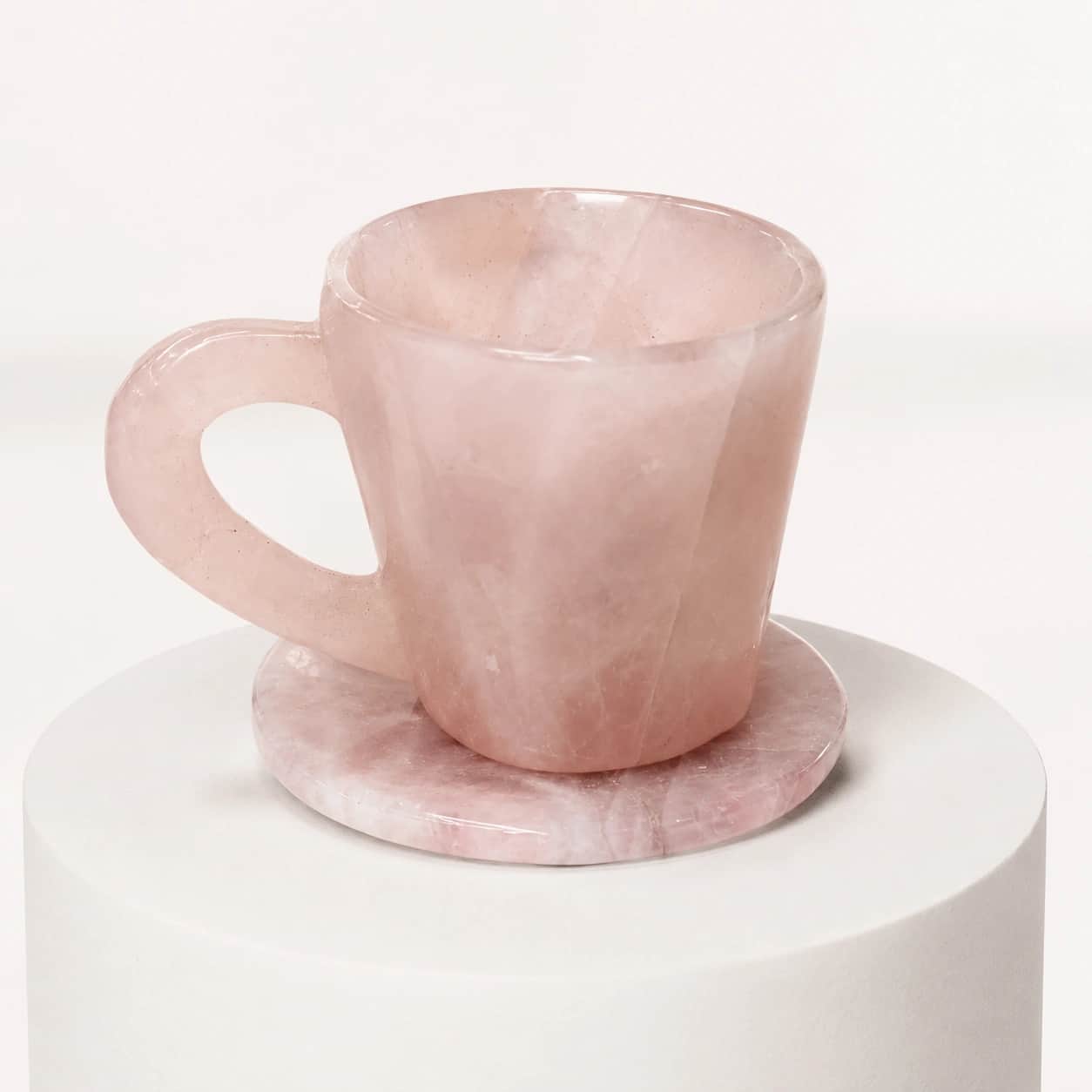 Premium Rose Quartz Crystal Cup with Coaster | Handcrafted Natural Crystal Decor | Luxury Love & Healing Gift 2