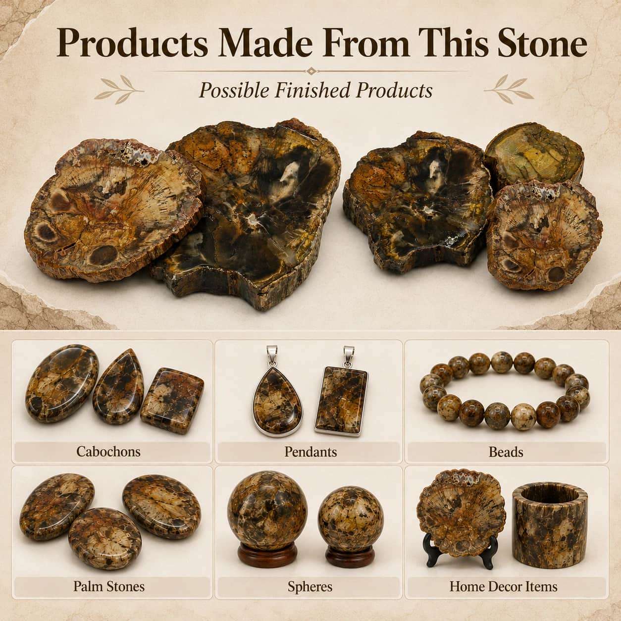 Raw Petrified Wood Stone | Natural Fossilized Wood Crystal Slabs | Earthy Brown Fossil Wood Slices for Decor, Craft, Collection & Crystal Healing | 250gm, 500gm, 750gm, 1000gm 2