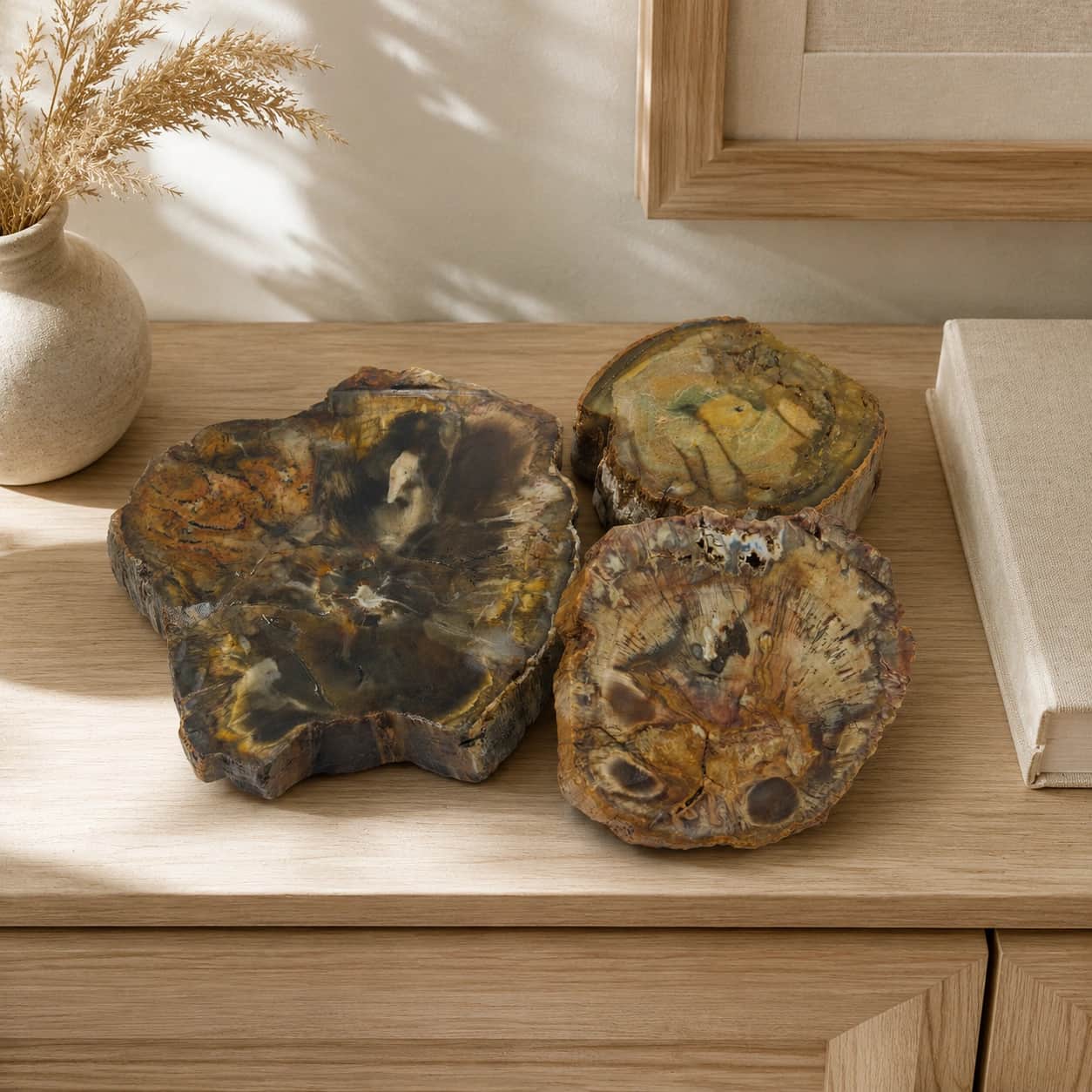 Raw Petrified Wood Stone | Natural Fossilized Wood Crystal Slabs | Earthy Brown Fossil Wood Slices for Decor, Craft, Collection & Crystal Healing | 250gm, 500gm, 750gm, 1000gm 1