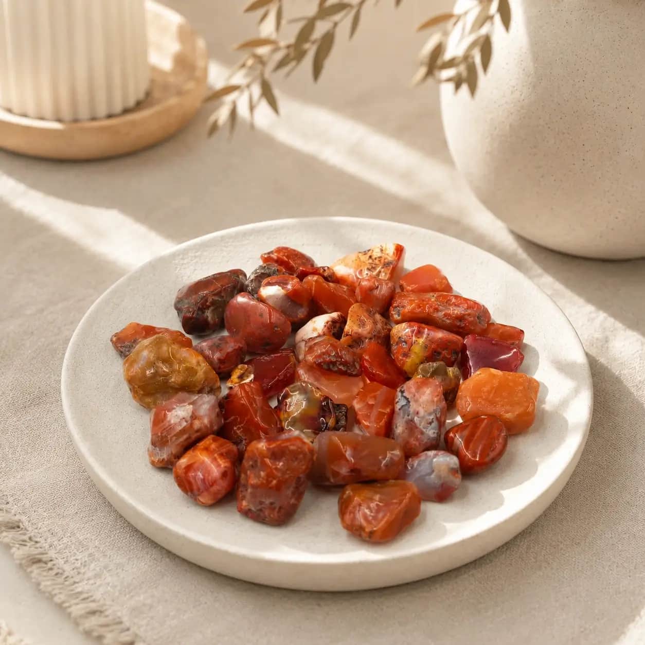 Red Carnelian Tumbled Stones - Natural Polished Orange Red Chalcedony Gemstone Pieces 1
