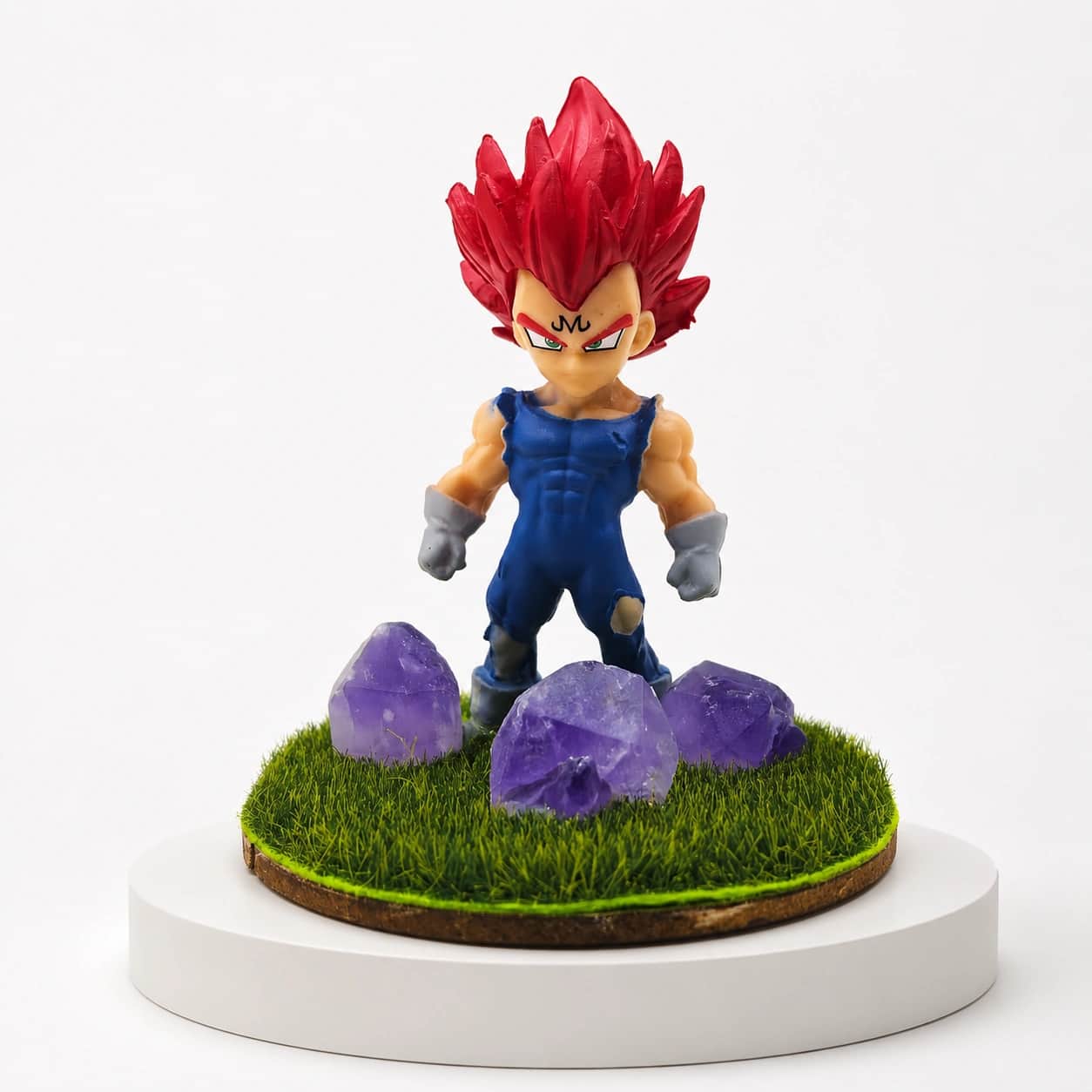 Red Hair Vegeta Super Saiyan God Figurine | Amethyst Crystal Base | Premium Anime Collectible 2