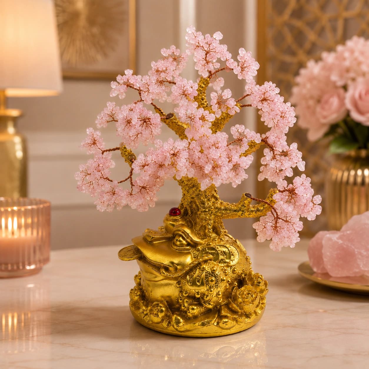 Rose Quartz Money Tree – Crystal Feng Shui Decor