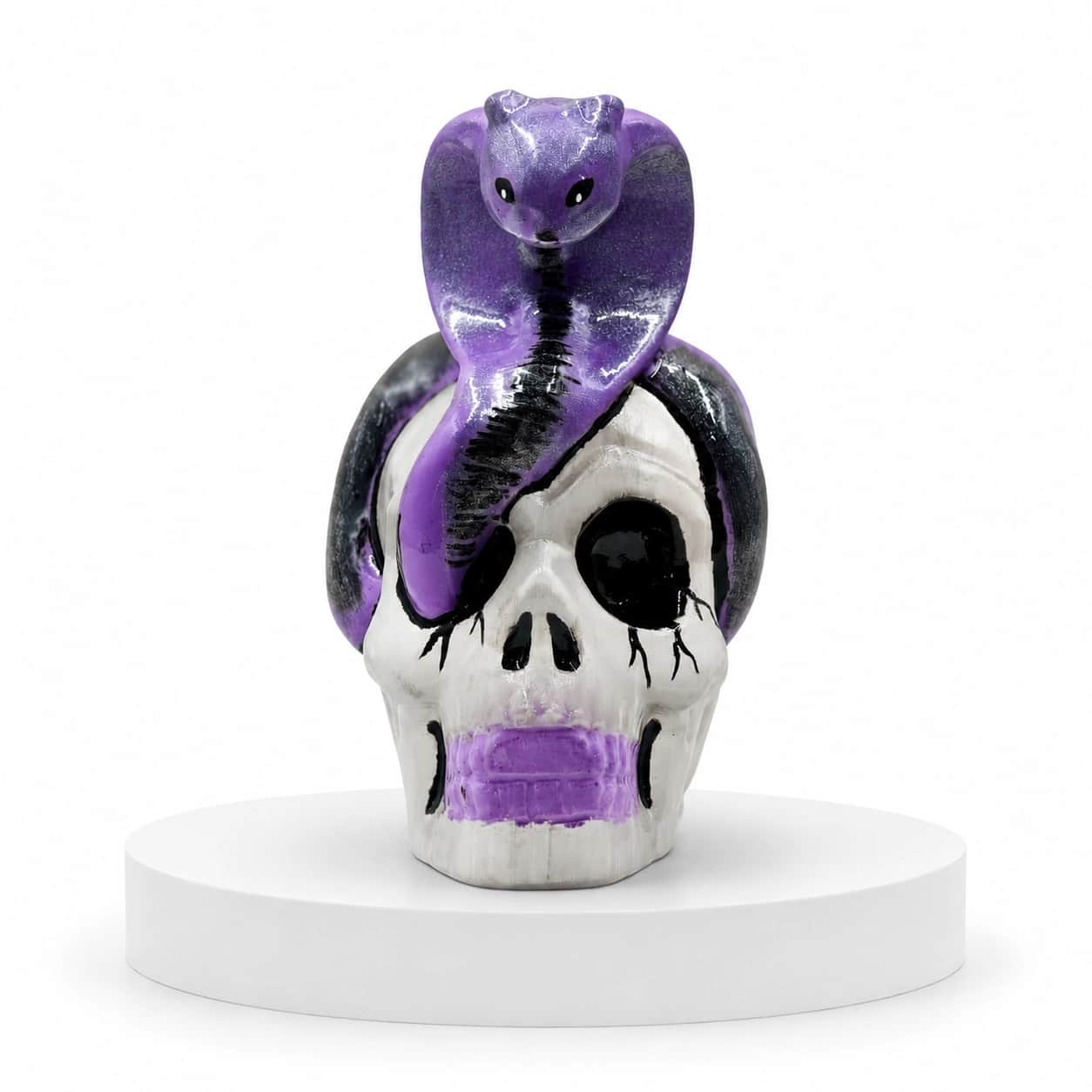 Serpent Skull Figurine | Hand-Painted Premium Resin | Selenite Base | Gothic Dark Décor & Mystical Gifting 2