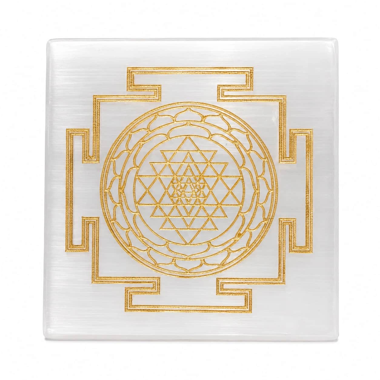Shree Yantra Selenite Plate for Vastu, Meditation & Prosperity 2
