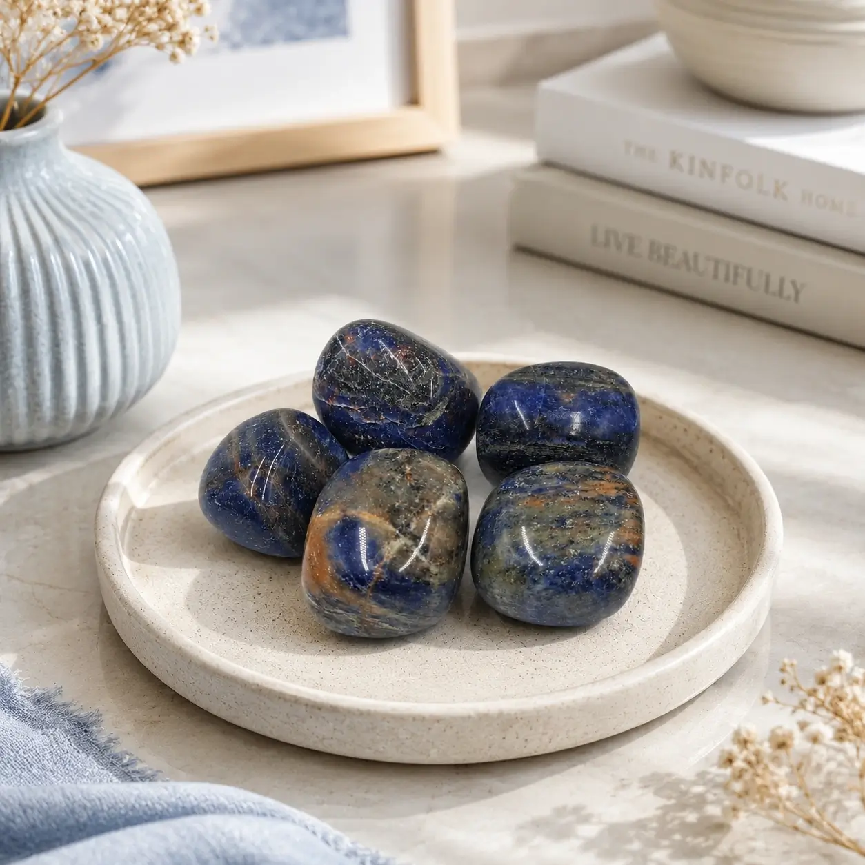 Sodalite Tumbled Stone - Natural Polished Blue Gemstone Pieces 1