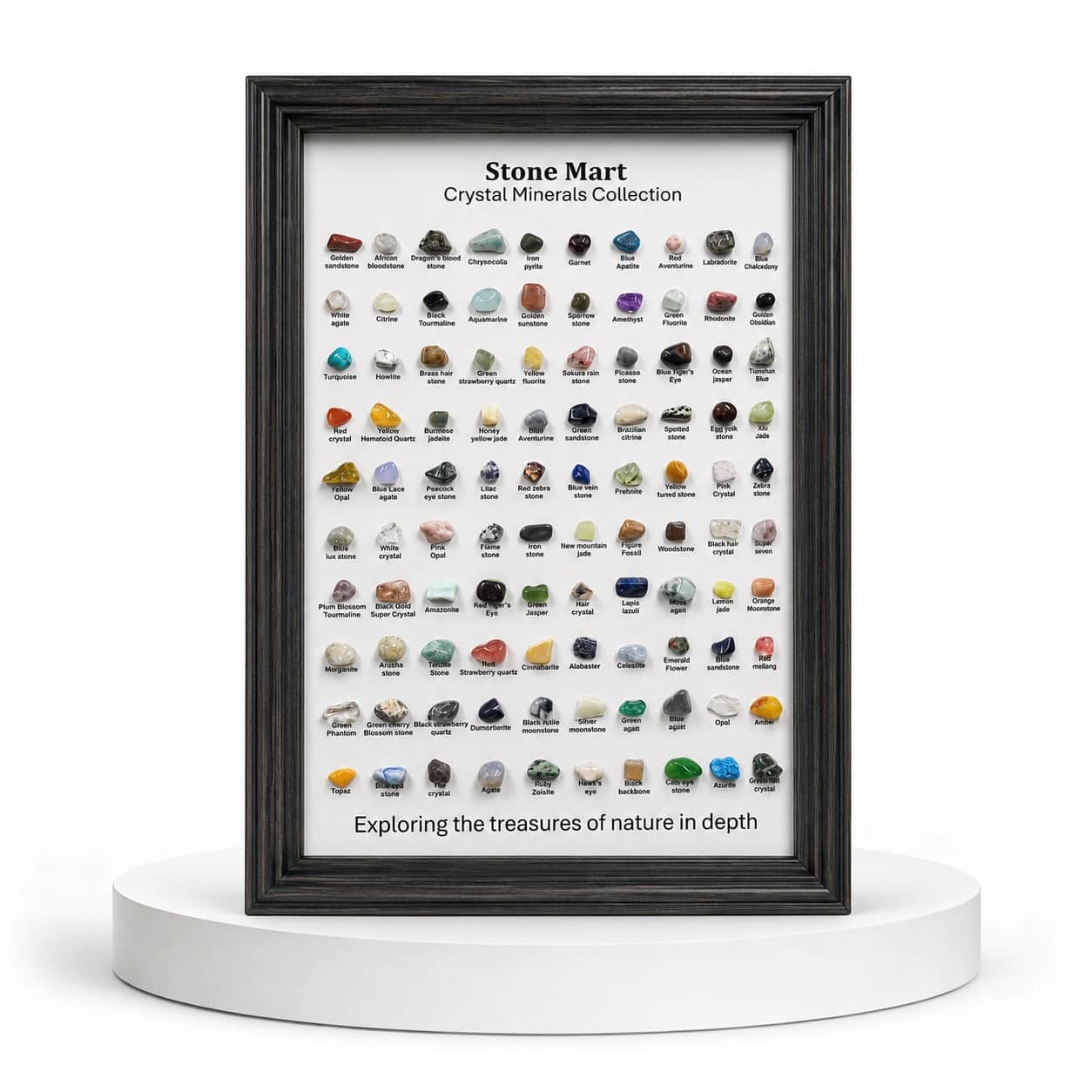 Stone Mart Crystal Minerals Collection Framed Natural Crystal Display Board 2