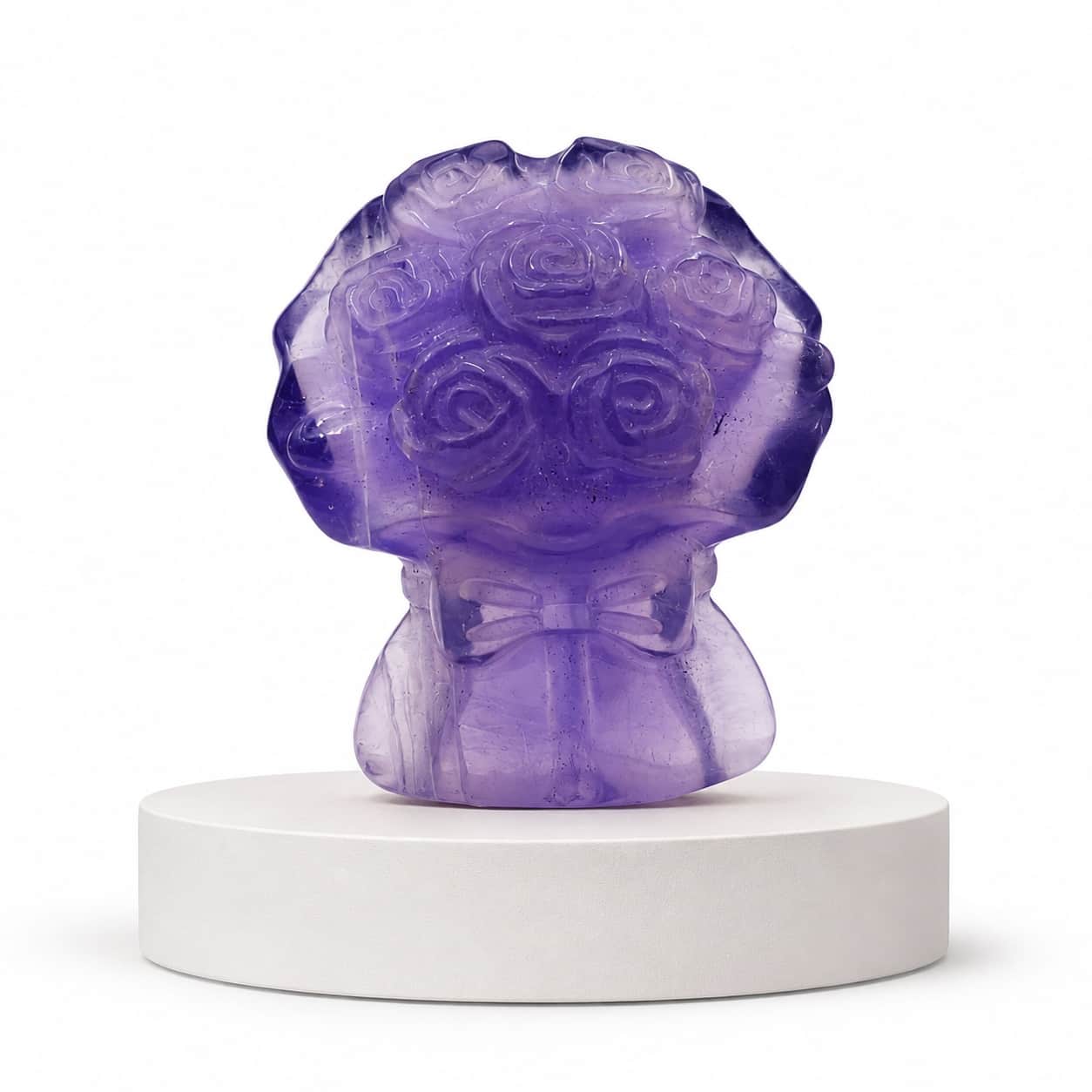 Stone Mart Natural Amethyst Rose Bouquet Crystal Carving, Handcrafted Purple Gemstone Flower Decor, 5 cm 2