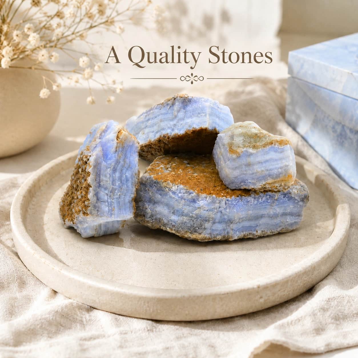 Natural A Quality Blue Lace Agate Raw Rough Stone | Banded Chalcedony Specimen for Calm Home Décor, Meditation & Collections 1