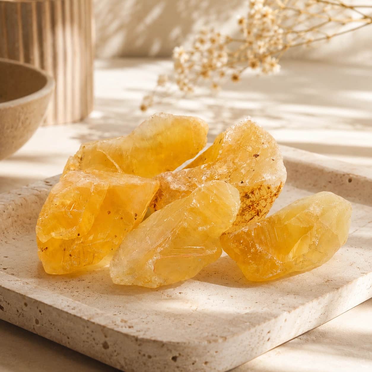 Natural Yellow Calcite Raw Rough Stones | Golden-Yellow Crystal Specimens for Home Décor, Study Desks & Meditation 1