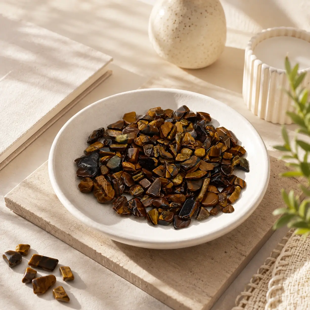 Tiger Eye Chips - Natural Polished Brown Golden Gemstone Chips 1