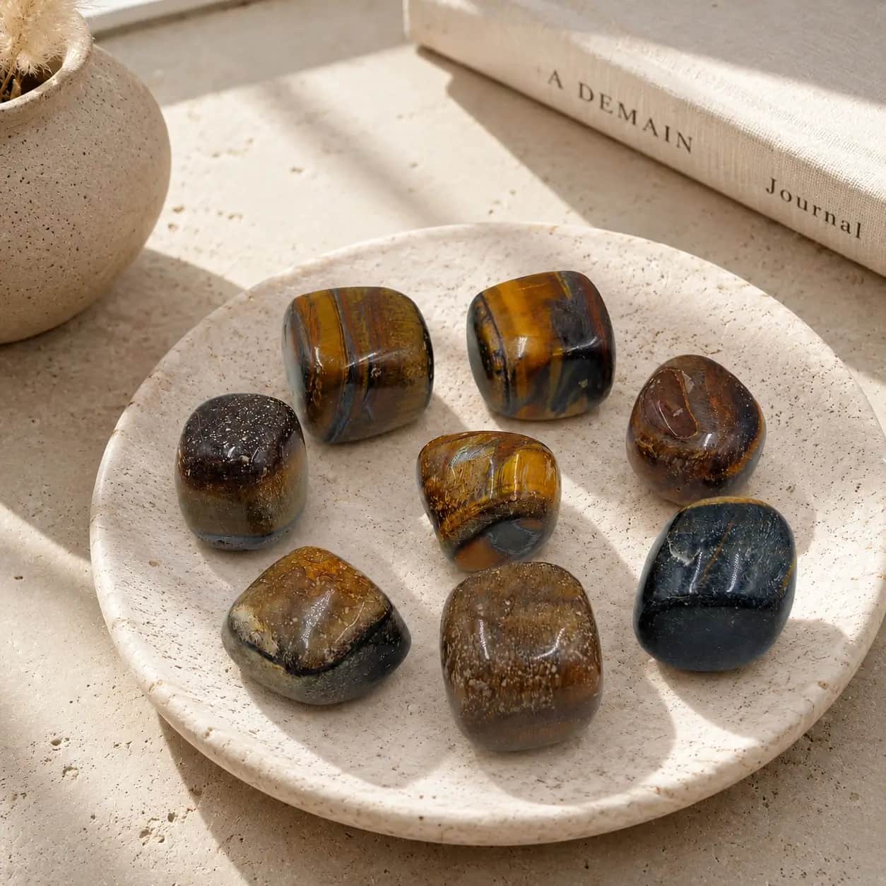 Tiger Eye Tumbled Stone - Natural Polished Brown Golden Chatoyant Quartz Gemstone 1