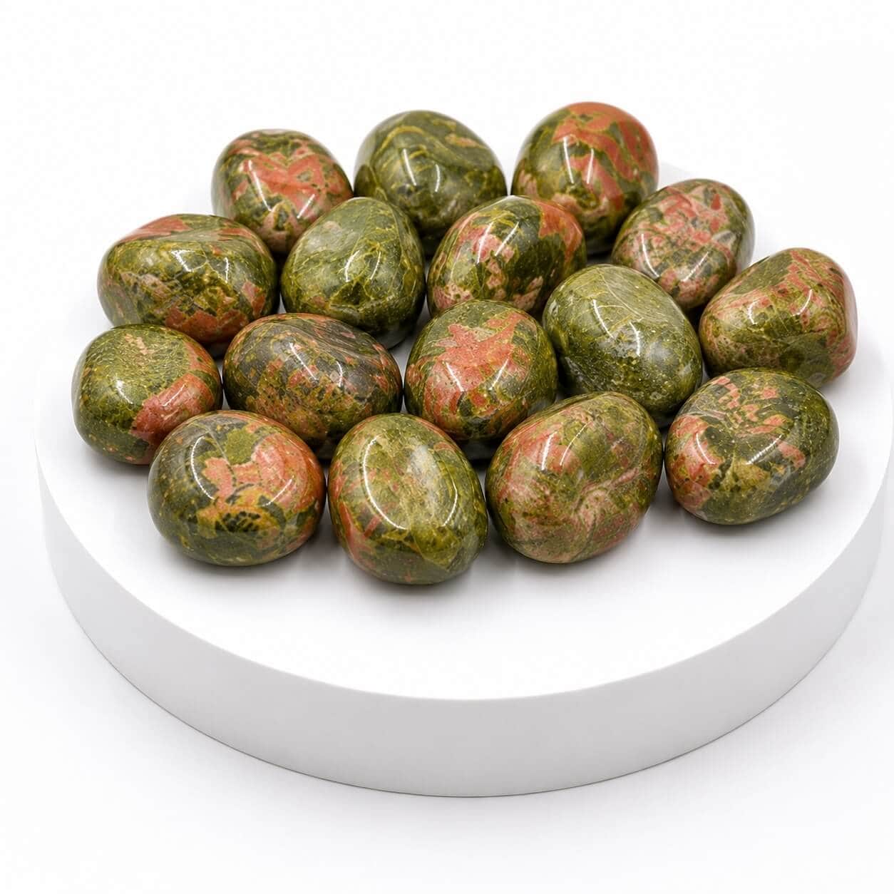 Unakite Jasper Tumbled Stones - Natural Polished Green & Pink Jasper Gemstone Pebbles 2